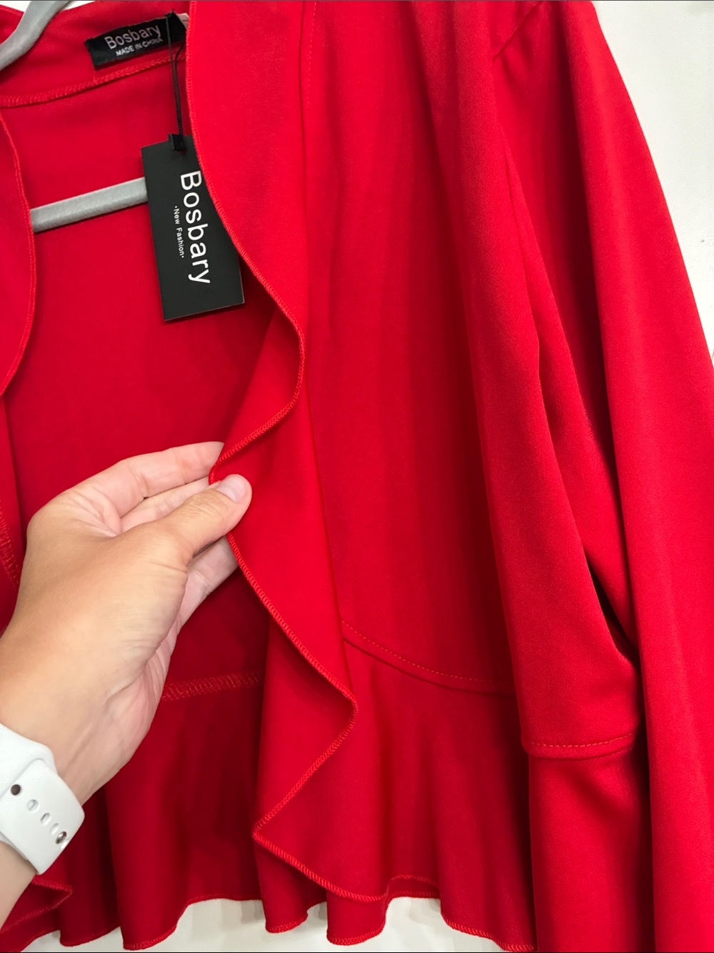 Red Ruffle-Trim Cropped Shrug - Picture 4 of 6